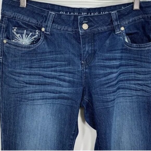 Cavender's  Clash Rhinestone studded Jeans Bootcut rhinestone pockets size 13 Jr - Picture 4 of 7